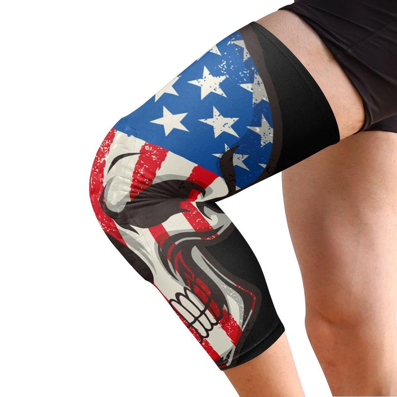 JUNZAN Flag Skull Knee Pads for Basketball Kids Youth Bball Knee Pads with Leg Compression Sleeves Sport Knee Pad for Volleyball Football 1 Pair - Image 2